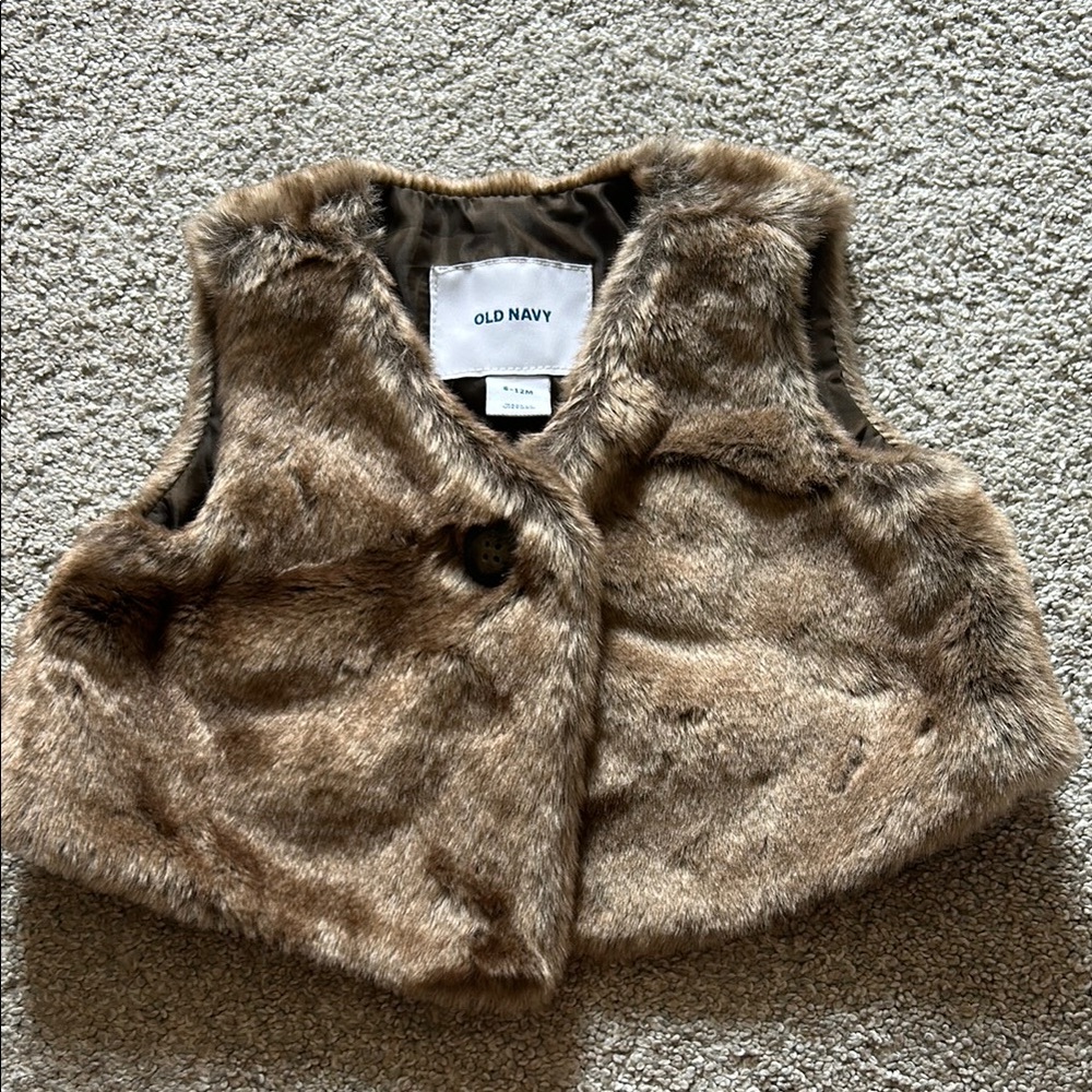 Old Navy Brown Faux Fur Vest